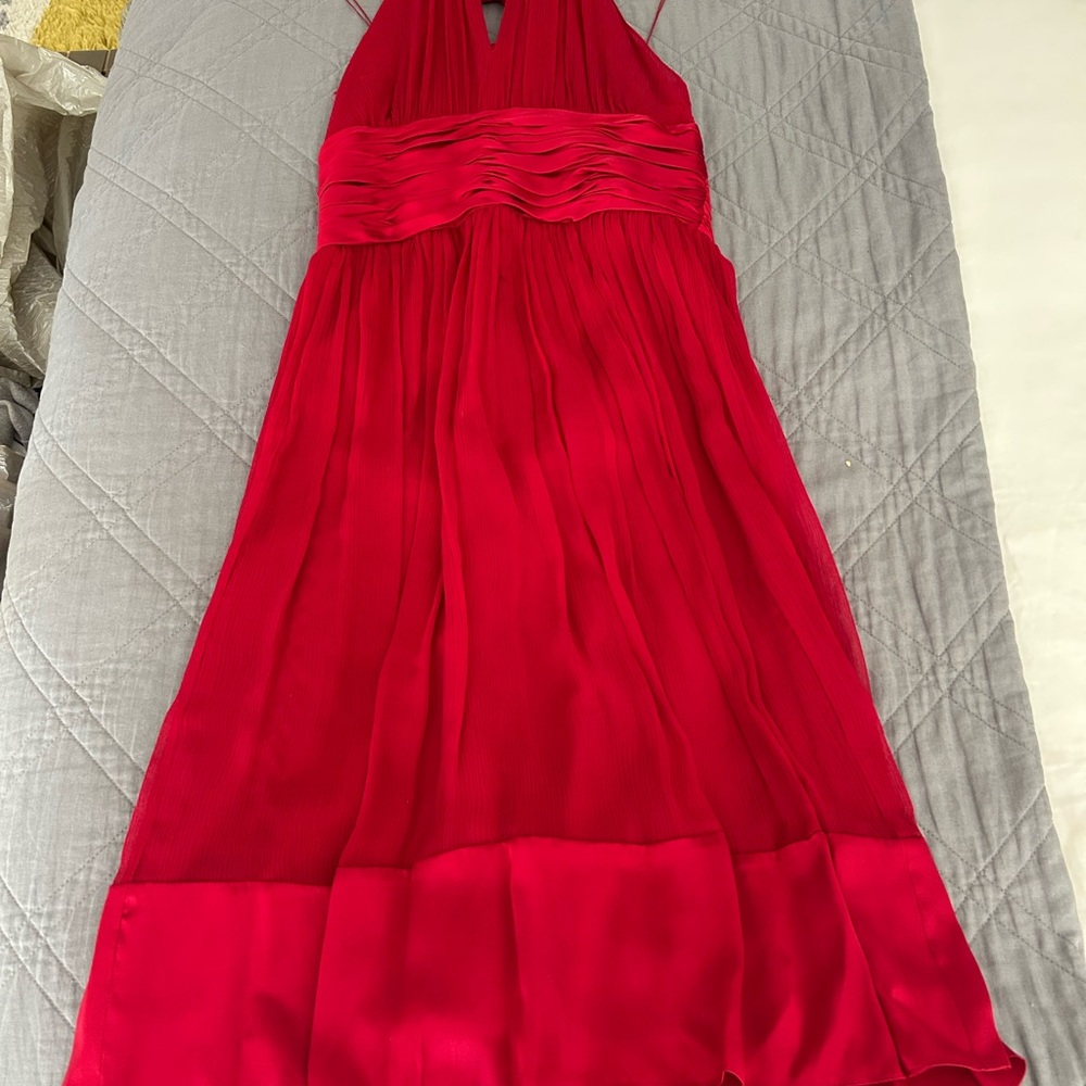 Elegant Red Halter Dress